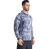 Vente en gros de sweat-shirts de pêche camouflage pour hommes, antibactériens, à séchage rapide, UPF 50, manches longues, protection solaire, chemise de performance pour l'extérieur