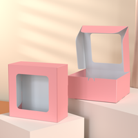 Boîte en papier rose délicate pour cupcakes, macarons, donuts, snacks, biscuits et gâteaux, avec fenêtre, idéale comme boîte cadeau