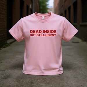 Camiseta Dead Inside But Still Horny, color rosa, unisex, talla M para adultos, camiseta divertida e irónica - Product Image 3