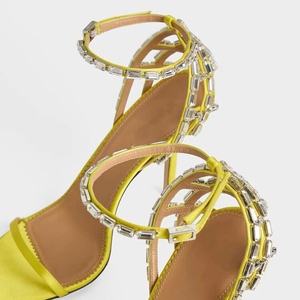 Sandalias de Seda para Mujer, Talla Grande 47, con una Sola Tira, Hebilla en el Tobillo, Diamantes, Tacón de Aguja, Zapatos de Vestir de Tacón Alto y Delgado - Product Image 6