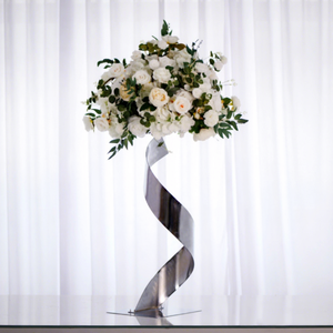 Support à fleurs en spirale en métal doré/noir/blanc, centre de table de mariage, présentoir floral pour décoration de fête - Product Image 2