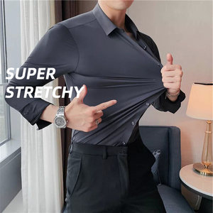 Polo Elasticizzata di Alta Qualità, Nuova <span class=keywords><strong>Camicia</strong></span> da Lavoro Monocolore per <span class=keywords><strong>Uomo</strong></span>, Senza Stiratura - Product Image 3