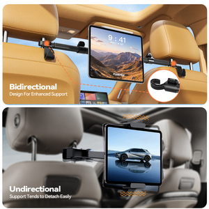 Nuevo Magnético 360 °   Soporte Ajustable para Tablet en Reposacabezas de Auto, Montaje en Asiento Trasero para Niños, Viajes por Carretera, para Tablets de 4.7 a 15 Pulgadas, Ganchos para Asientos de Auto - Product Image 5