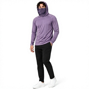 Men Solid <b>Purple</b> <b>Long</b> <b>Sleeve</b> Hoodie UPF 50 Anti UV Sun Protection Pullover Polyester Fishing Wear <b>Top</b> - Product Image 6