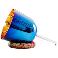 Bol Chantant en Cristal Fait Main Mountain Rain Cosmic Alchemy, Ensemble de 7 Pièces en Quartz Coloré avec Poignée, pour Guérison, avec Mallette en Daim