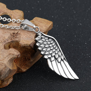 Accessories European and American Trendy Men's Rock Fashion <b>Angel</b> Wings Pendant Stainless Steel Wings Men's Necklace - Product Image 2