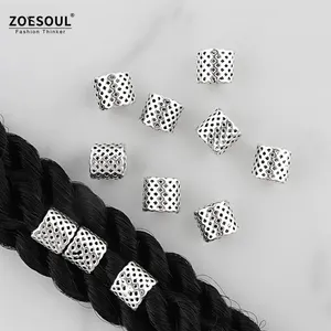 New Arrival Silver Hair Braid Dreadlock Beads Ring Love/Crown Shaped Hollowed-Out Alloy Hair Jewellery Beads