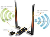 Carte de développement externe détachable double bande Wi-Fi 2,4G/5G Alfa AWUS036ACM MT7612 pour Linux, Kali Linux, Win11, Mac, Raspberry Pi