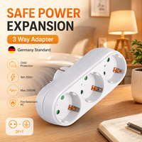 Adaptateur multiprise 3 voies standard allemand Schuko 16A 250V 3500W avec protection enfant, obturateur de sécurité, ignifuge PC, 3 prises pour la maison