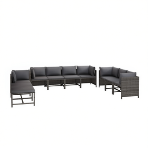 Set Lounge da Giardino in Rattan PE Antracite Grigio 10 Posti Arredamento da Esterno Contemporaneo Resistente alle Intemperie - Product Image 1