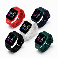 Montre de sport numérique LED pour enfants et adolescents, bracelet souple, écran tactile, podomètre, montre-bracelet avec icône de fréquence cardiaque, 8 couleurs