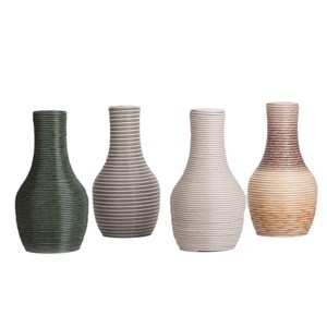 Jarrón Redondo de Mimbre Tejido de Estilo Nórdico Minimalista, Decorativo para el Hogar, de Plástico y Madera, para Arreglos Florales, Adorno para Sala de Estar - Product Image 5