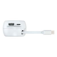 Penjualan Lintas Negara Terlaris Charger Mobil 3-in-1 Violin Kabel Retractable QC3.0 Pengisian Cepat Lubang Ganda Laptop Earphone USB-A USB-C 38W
