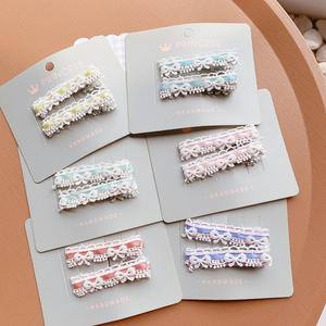 Pince à cheveux en dentelle ligne florale Niche Style pastoral <span class=keywords><strong>Frange</strong></span> latérale Pince à cheveux cassée Casque Fille Larmes Dentelle Ruban Pince à cheveux - Product Image 2