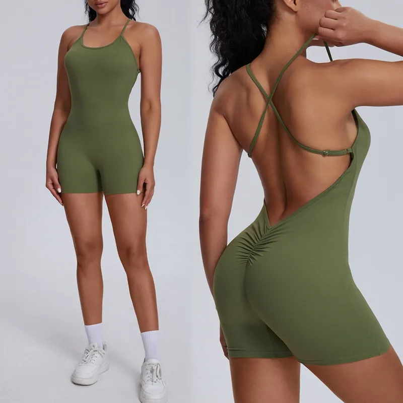 Garment Manufacturers Plus Size Sexy Sports Jumpsuits  One Piece Suit Yoga Pilates Exercise Romper Pole Dancing Playsuit Outfits