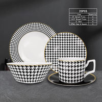 Offre Spéciale vaisselle de style occidental moderne assiettes à steak en céramique noir et blanc vaisselle domestique à usage commercial