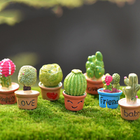 Figurines miniatures créatives en résine de cactus et de plantes succulentes pour décorations paysagères, mini-plantes en pot, ornements, accessoires de bricolage
