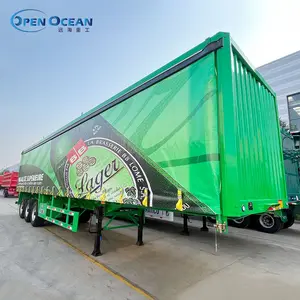 3 essieux Van Truck Trailer Boîte fermée Cargo Transport PVC Bâche coulissante 45FT 40FT Rideau côté Semi-remorque