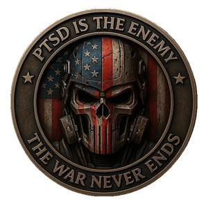 Moneta commemorativa artigianale all'ingrosso unica per la consapevolezza sul PTSD e i veterani - Product Image 1