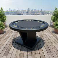 Table de poker professionnelle haut de gamme moderne ronde 6 8 10 places sur mesure en velours suédé avec porte-gobelets en acier esthétique premium