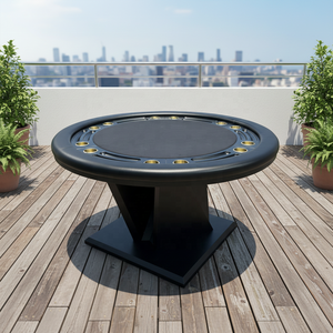 Table de poker professionnelle haut de gamme moderne ronde 6 8 10 places sur mesure en velours suédé avec porte-gobelets en acier esthétique premium - Product Image 4