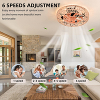 Plafonnier LED en cage avec ventilateur, télécommande, 6 vitesses, corde de chanvre E27, pour chambre à coucher, intérieur, de bonne qualité