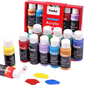 สีอะคริลิค Foska 12 สี (2 ออนซ์/60 มล.) สีเข้มข้น ชุด 20 ชิ้น สำหรับระบายสีบนฟักทองฮาโลวีน ผ้าใบ เซรามิก หิน ไม้ - Product Image 1