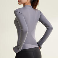 Nouvelle arrivée, veste à manches longues coupe-vent, douce pour la peau, double fermeture éclair, veste de sport, veste décontractée pour la gym, veste de yoga