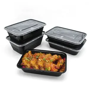 500ml 650ml 750ml 1000ml Packing Use PP Disposable Plastic Microwave Lunch Box Rectangular Food Container