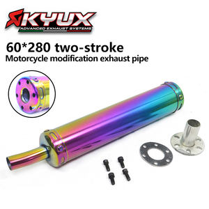 HLMORTO Silenciador de Escape Universal para Motocicleta de Carreras de 60x280mm, 20mm, con Junta, 2 Tiempos, para Motocross, Negro/Rojo E57 - Product Image 1