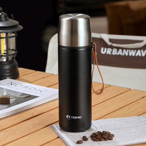 Termo Aislado Tomic de 500 ml, Botella de Agua de Acero Inoxidable para Viaje con Tapa y Correa para Té y Café - Product Image 3