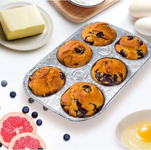 Molde Desechable para Muffins de Aluminio de Grado Alimenticio Personalizado OEM, 6 Cavidades, Tapa de Aluminio, Proceso de Blister, 540 ml, Apto para <span class=keywords><strong>Horno</strong></span> de <span class=keywords><strong>Microondas</strong></span> - Product Image 2