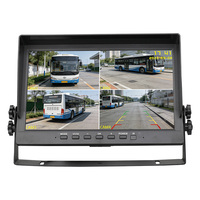 Monitor de Visión Trasera para Automóvil Personalizado de 10.1 Pulgadas con Pantalla LCD TFT IPS de 4 Canales de Entrada y DVR, Cámara de Reversa de 4 Pantallas Divididas para Camión, Autobús