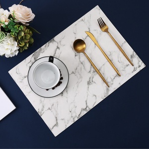 IN STOCK Elegant <strong>Marble</strong> Leather <strong>Placemat</strong> Waterproof and Oilproof Insulation Customizable LOGO - Product Image 3