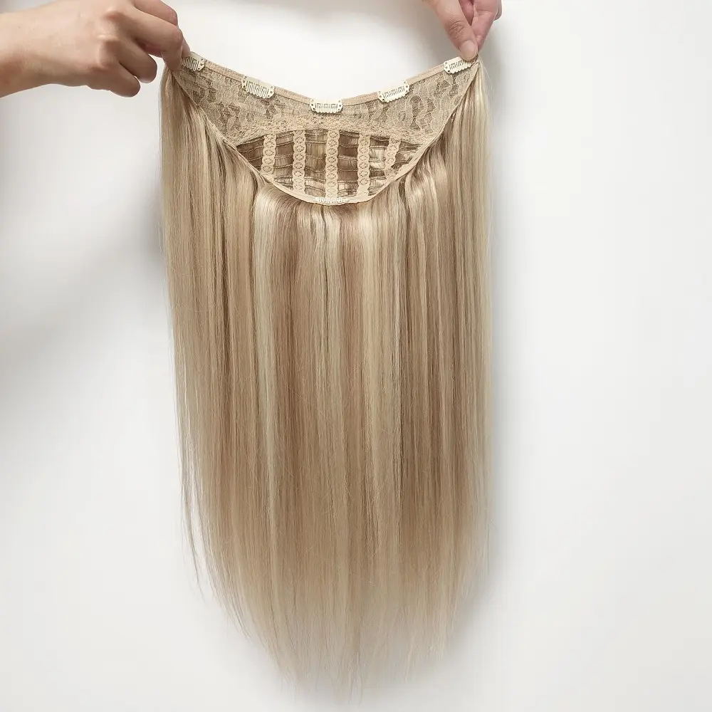 도매 공장 더블 그린 100 천연 레미 인간의 머리 클립 반 가발