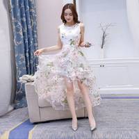 Robe de mariée grande taille en organza à fleurs et dentelle, coupe trapèze, longueur genou, blanche, sans manches, multi-couches, pour la plage