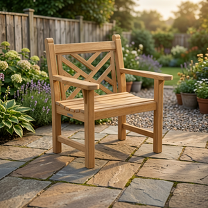 Fauteuil de jardin moderne en teck, design Saber Leg confortable, durable, imperméable et écologique, mobilier de patio pour balcon - Product Image 3