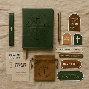 Green Prayer Journal A5 Faux Leather Debossed Cross Christian Devotional Notebook Ribbon <b>Bookmark</b> Sewing Gift Daily Bible Study - Product Image 5