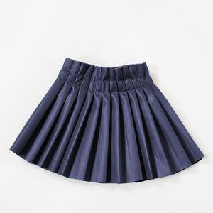 KS2923 Nueva Falda Lisa para Niñas 2022, Falda de Moda para Niñas, Falda de Cuero PU, Falda Plisada - Product Image 6