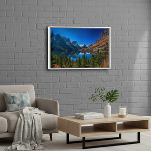 Lienzo impreso del paisaje natural del lago Saint Mary y de la isla Wild Goose, 1P-White con marco - Product Image 3