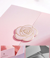 Emballage cosmétique de luxe, boîte rigide rectangulaire à ouverture centrale avec logo personnalisé rose, couvercle magnétique, pour emballage de boîte cadeau pour sac à main