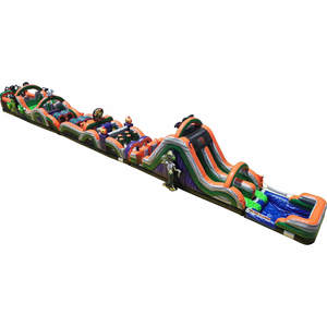 95ft/100ft/135ft long Halloween Inflatable Obstacle <strong>Course</strong> 3-Part Modular Slide - Dry/Wet Dual Use, Monster &amp; Ghost Theme - Product Image 1