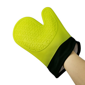 Silicone <b>Oven</b> Mitt Heat Resistant <b>Blue</b> 27cm Cotton Lining Thickened <b>Gloves</b> For Kitchen Use - Product Image 5