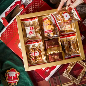 عيد الميلاد بالجملة مخصص عيد الميلاد تقويم صندوق هدايا الزفاف أحمر صلب ورقة قابلة للطي فاخرة حلوى مربع صندوق هدية مع نافذة