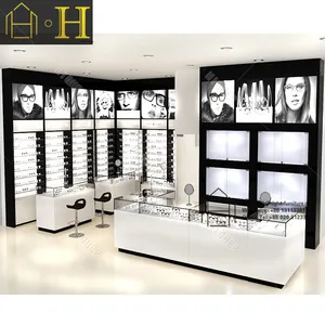 Conception de magasin optique bijoutier présentoir étagère murale d'affichage de lunettes acrylique vitrine vitrine étagère de vitrine avec serrure