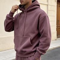 Hoodie dan Celana Panjang Gaya Amerika, Model Longgar, 2 potong, polos, setelan hoodie dan celana olahraga, Pesanan Khusus