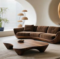 Canapé de salon rustique en bois massif noyer STG American Two Seat avec table basse en bois naturel durable pour hôtel et villa