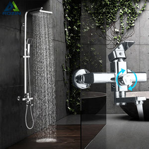 Ensemble de robinets mitigeurs de salle de bains et de douche de 8 ", <span class=keywords><strong>avec</strong></span> pomme de douche effet pluie, bec de baignoire, robinet <span class=keywords><strong>d</strong></span>'<span class=keywords><strong>évier</strong></span>, à 3 voies, à poignée unique, Chrome - Product Image 1