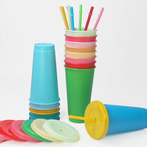 Gobelets en plastique rigide PP réutilisables transparents et givrés de 24 oz pour café glacé, boissons froides, avec couvercle et paille – Vente en gros pour fêtes - Product Image 3