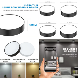 Faretto <span class=keywords><strong>LED</strong></span> da Soffitto Ecolux Ultra Sottile Montato in Superficie, SMD IP44, Rotondo, 3000K, 10W 15W 20W 30W, in Alluminio - Product Image 2